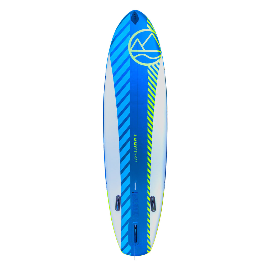 Rear view of the Jimmy Styks 11' Puffer Inflatable SUP board.