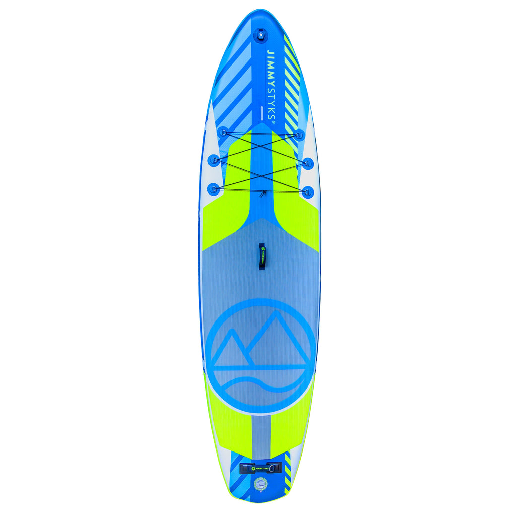 Front view of the Jimmy Styks 11' Puffer Inflatable SUP board.